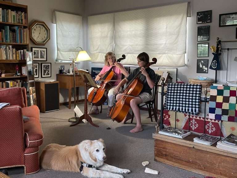 Mom and Clayton Cello Lesson 2024
